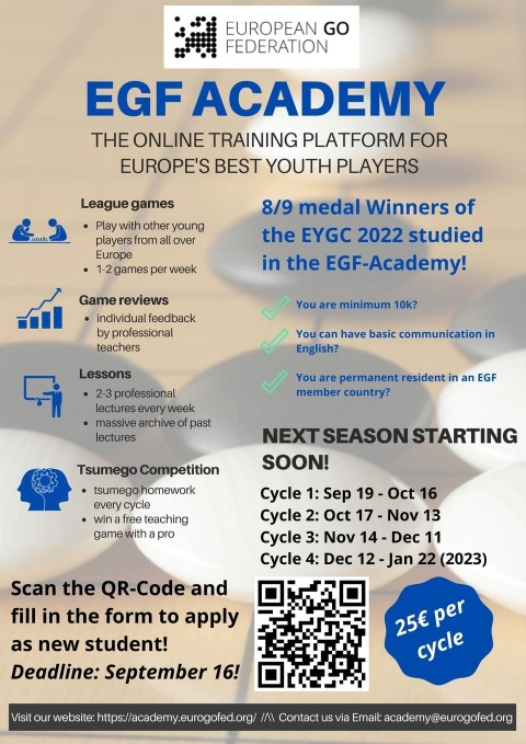 EGF Academy - final week of registrations for Cycle 1